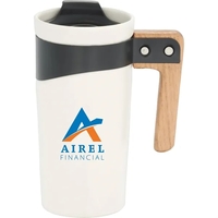 16 oz. ceramic mug with matte finish body, wooden handle and... from ASI...