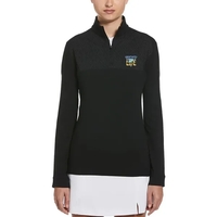 Ladies 1/4 zip pullover with water-repellent finish and stretch fabric.......