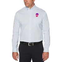 Unisex mini-grid woven shirt with left chest pocket and performance...