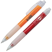 Click action plastic ballpoint pen with transparent color body and frosted......