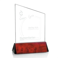 Starfire optical crystal peak award on rosewood base.... from ASI 84592 St...