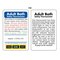Adult bath thermometer with instructions. Indicates safe bath water...