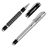 Aluminum cap-off rollerball pen with a refined grid barrel design and... from...