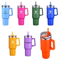 40 Oz S/S Travel Mug With Handle and Color Matching Straw... from ASI 79535...