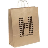 Eco-friendly brown kraft paper shopper with twisted paper handles and...