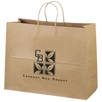 Eco-friendly brown kraft paper shopper with twisted paper handles and...