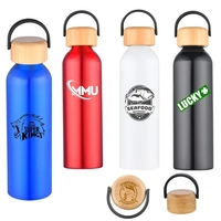 24 oz. Recycled Aluminium Bottle w/ Bamboo Lid & Carry Hanle... from ASI...