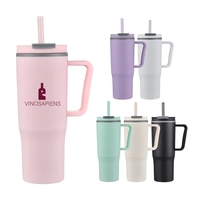 30oz Double Wall Plastic Travel Mug with matching handle and straw... from...