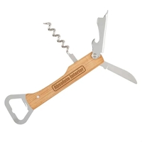 Wine opener multi-tool with foil cutter blade, spiral corkscrew, bottle...