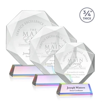 Starfire octagon shape award with faceted edges on a tall tapered... from ASI...