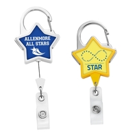 Star carabiner retractable badge reel in solid colors with anti-twist...