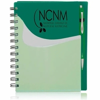 Spiral bound notebook with front pocket, wave design cover and white... from...