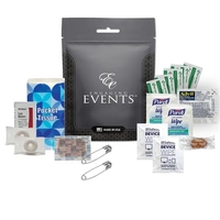Wedding survival kit with hangover relief tools, bandage, tissues, safety...