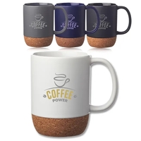 15 oz. ceramic mugs with a matte finish and cork wrap... from ASI 39552 BEL...