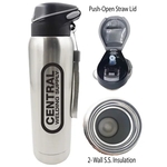 16 Oz. Vacuum Insulated Push-Open Bottle, w/Straw/String