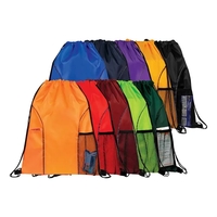 Dual Pocket Drawstring Backpack with color front pocket; side mesh pocket.......