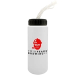 32 Oz. White Sport Bottle with Cap, Tip, and Straw