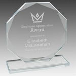 6" Octagon Clear Glass Award