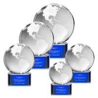 Optical crystal globe award mounted on a paragon clear optical base... from...