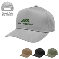 5 panel cotton/Tencel fabric cap with recycled plastic snap tab closure.......