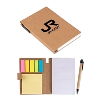 Kraft notebook with 25 sticky note markers, 1 large sticky note... from ASI...