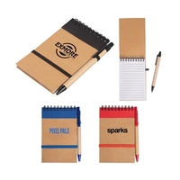 Kraft jotter with a pen, 100 pages, lined paper, and elastic... from ASI...