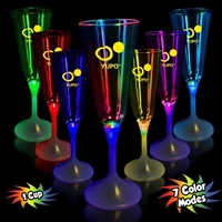 7.5 oz. LED lighted champagne flute with clear top and white... from ASI...