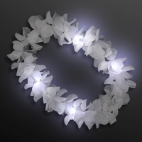 White Hawaiian Flower Light Up Lei