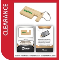 Eco-Friendly keychain phone stand made from a sustainable bamboo wood....