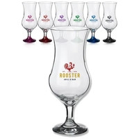 12 oz. hurricane glass with wide rim and sturdy footed base.... from ASI...