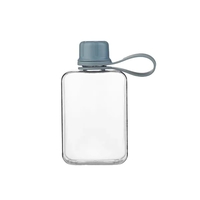 Leak-proof portable BPA-free plastic lift ring flat water drinking bottle...