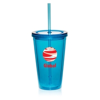 16 oz. double wall acrylic plastic tumbler with matching colored straw.......