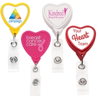 Heart retractable badge reel in solid & translucent colors, alligator clip......