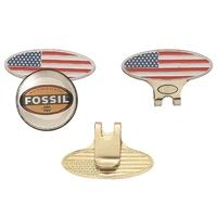 Oval American Flag Hat Clip with ball marker