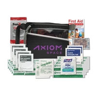 Active outdoor kit with several first aid items, tweezers, and sunscreen.......