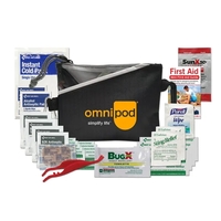 First aid kit with a nylon pouch, carabiner, ice pack, insect... from ASI...