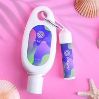 Carabiner kit containing lip moisturizer with SPF and reef-friendly...