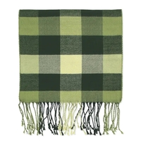 Green plaid bamboo 10" x 72" winter muffler scarf with rope... from ASI 98085...