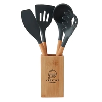5-piece bamboo and silicone utensil set plus 1 color silkscreen on... from...