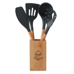 Bamboo with Silicone Kitchen Utensil Set