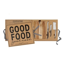 Wood Cheese Board with Knives Boxed