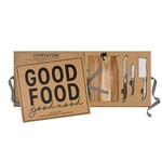 Wood Cheese Board with Knives Boxed