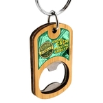 Bamboo Bottle Opener Key Tag - Full Color graphic