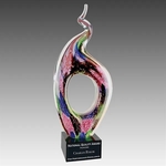 13.5" Twist Top Art Glass with Square Black Base