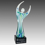 12" Raised Arms Art Glass with Square Black Base