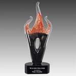 16" Red & Black Flame Art Glass