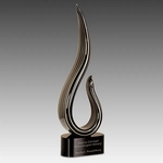 15" Black & Gold Curve Art Glass