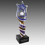 12" Glass Figure with Star and Black Base