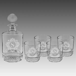 850ml Round Golf Glass Decanter Set w/4 9 oz. Rocks Glasses