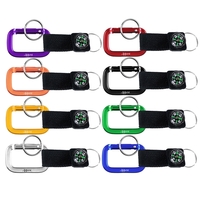 Square Shaped Carabiner with Strap and Compass. Solid Aluminum...